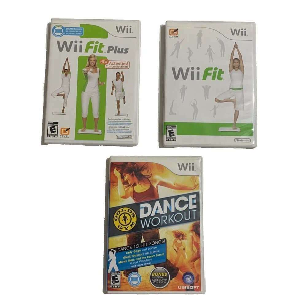 Wii Lot Bundle Fit , Fit Plus & Gold Gym Dance Workout Nintendo CD Manuals Set 3